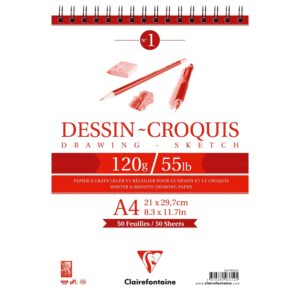 Bloc Esquisse à spirale 21x29.7 120gr CLAIREFONTAINE