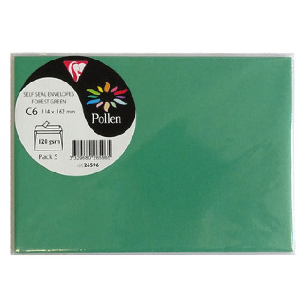5 Enveloppes Pollen Clairefontaine 162x229mm 120Gr Vert Sapin – Papeterie  Colbert