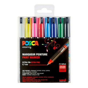 Pochette de 8 marqueurs couleurs basiques pointe extra fine - Posca -