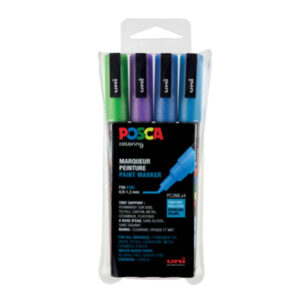 Pochette de 4 marqueurs couleurs pailletées pointe fine - Posca -