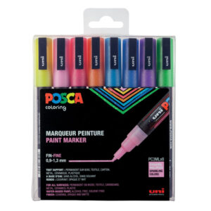 Pochette de 8 marqueurs couleurs pailletées pointe fine - Posca -