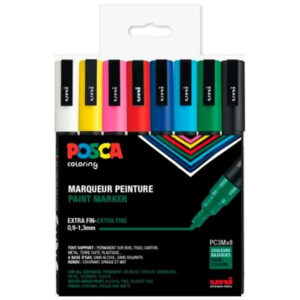 Pochette de 8 marqueurs couleurs basiques pointe fine - Posca -