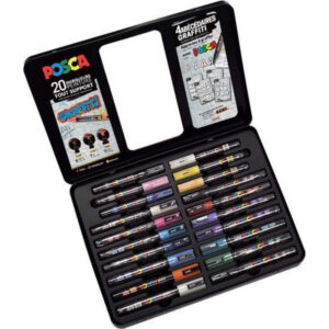 Malette de 20 marqueurs différentes pointe PC-1MC/PC-3M/PC-5M - Posca -