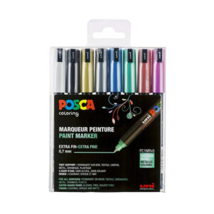 Pochette de 8 marqueurs couleurs métalliques pointe extra fine - Posca -