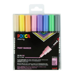 Pochette de 8 marqueurs couleurs pastels pointe fine - Posca -