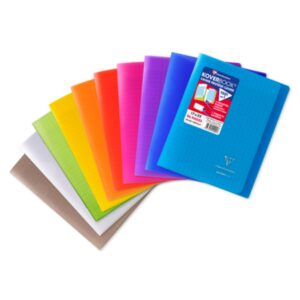 Cahier Koverbook 17x22cm 96 pages grands carreaux couverture transparent - Assortis